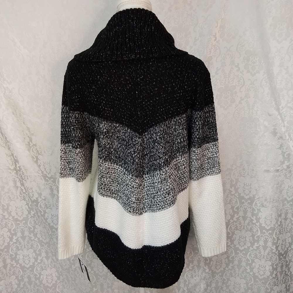 by & by black gray white cozy knit sweater with cowl collar ne - Picture 5 of 10